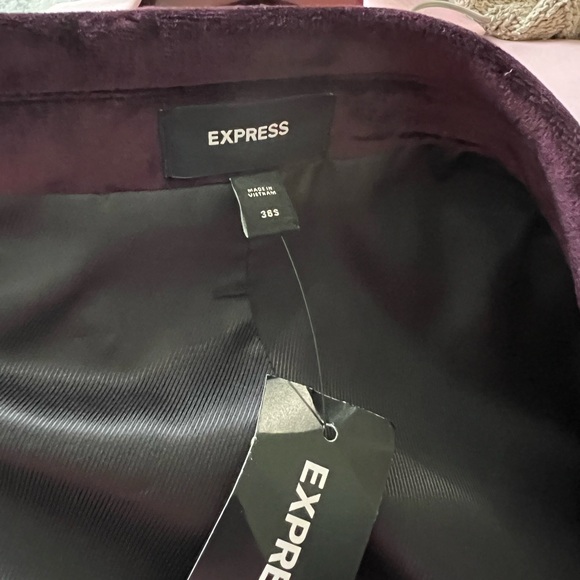 Express Plum/burgundy  Velvet Slim Tuxedo Jacket - Picture 7 of 9